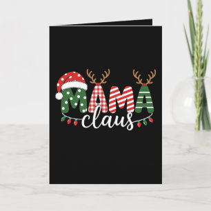 Mama Claus Christmas Santa Hat Reindeer Lights Card