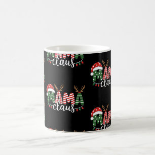Mama Claus Christmas Santa Hat Reindeer Lights Coffee Mug