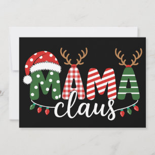 Mama Claus Christmas Santa Hat Reindeer Lights Invitation