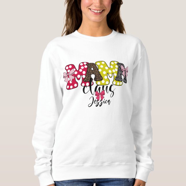 Mama Claus Cute Pattern Bow Christmas  Sweatshirt (Front)
