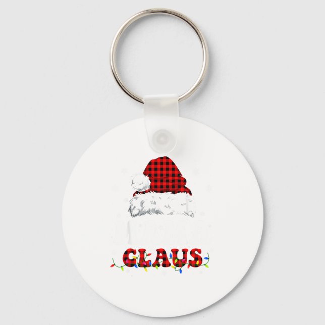 Mama Claus Funny Christmas Lights Pajama Family Ma Key Ring (Front)