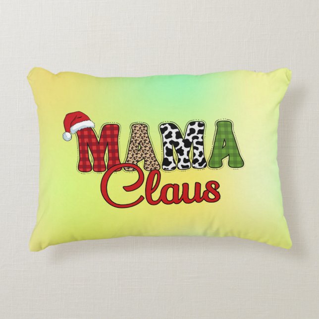 Mama Claus Plaid Pattern-60096 Decorative Cushion (Front)