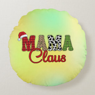 Mama Claus Plaid Pattern-60096 Round Cushion
