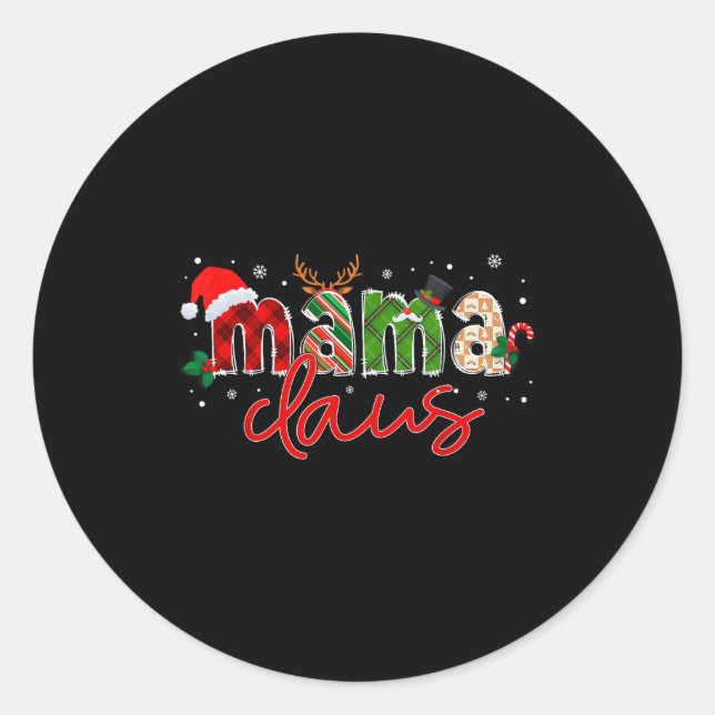 Mama Claus Santa Claus Family Matching Christmas P Classic Round Sticker (Front)