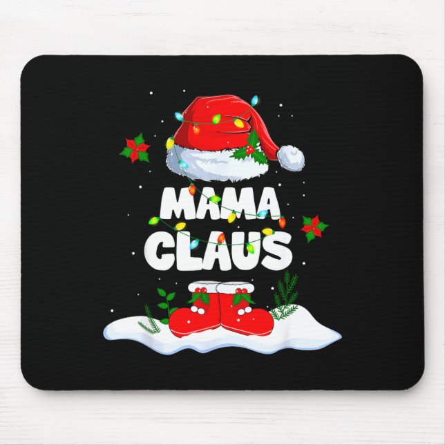 Mama Claus Santa Matching Family Christmas Lights  Mouse Mat (Front)