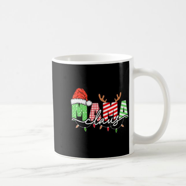 Mama Claus Xmas Christmas Lights Pajama Family Mat Coffee Mug (Right)
