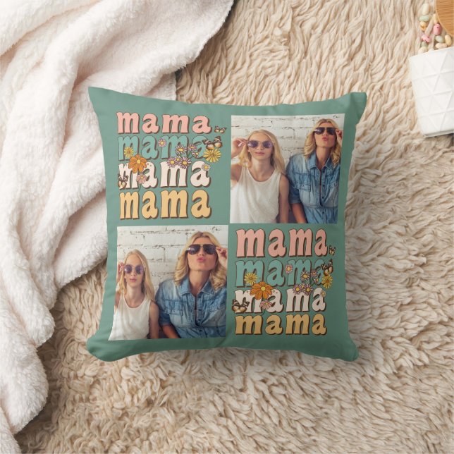 Mama Colourful Custom Photos Mother's Day Retro  Cushion (Blanket)