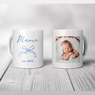 Mama Coquette Blue Bow and Baby's Photo Coffee Mug