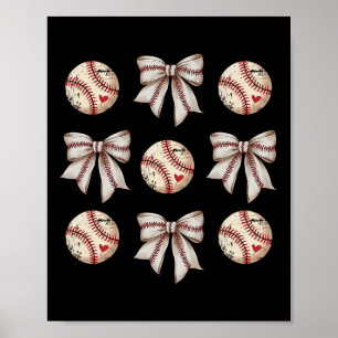 Mama Coquette Bow Game Day Bysebyll Softbyll Cheer Poster