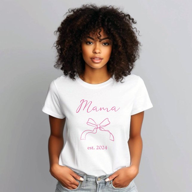 Mama | Coquette Pink Bow and Script T-Shirt (Creator Uploaded)