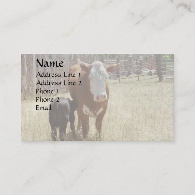 Mama Cow And Calf Business Card (Front)