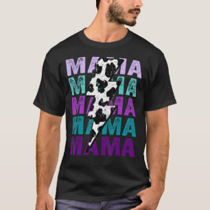 Mama Cow Print Lightning Bolt Southern Western Cou T-Shirt