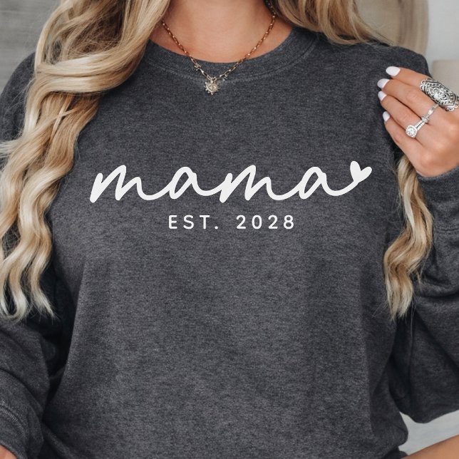 Mama | Custom Elegant Script Mother's Day New Mum Sweatshirt (New mom & first-time mom shirt, Mother’s Day & baby shower shirt, Pregnancy announcements shirt)