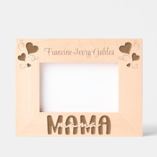 Mama custom name hearts wooden  etched frames