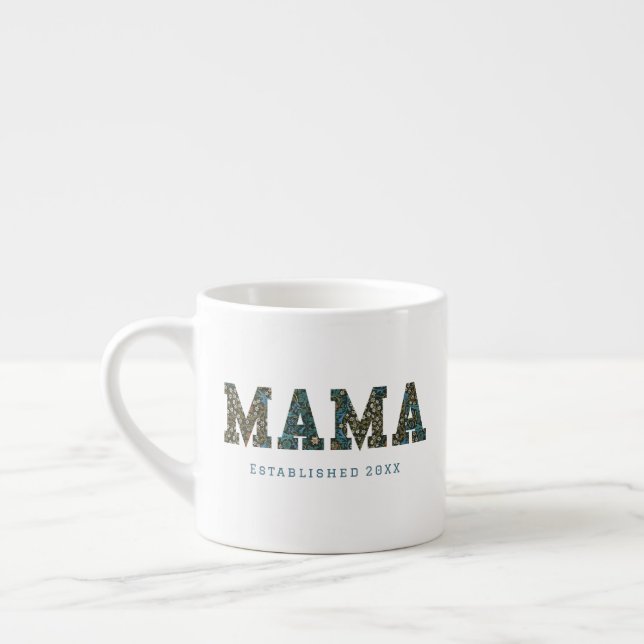 Mama customised year - trendy floral Coffee Mug (Left)
