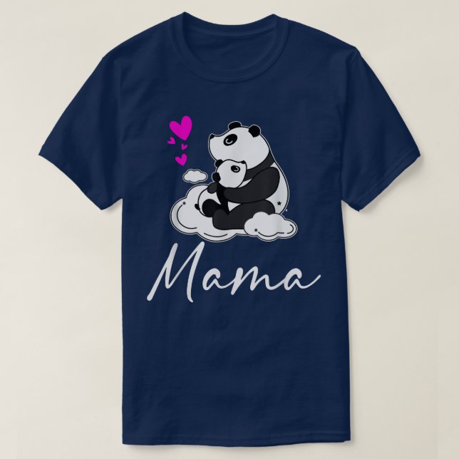 Mama Cute Baby Panda Bear Mothers Day Mama Heart  T-Shirt (Design Front)