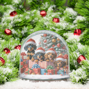Mama Dachshund and puppies Christmas Snowglobe