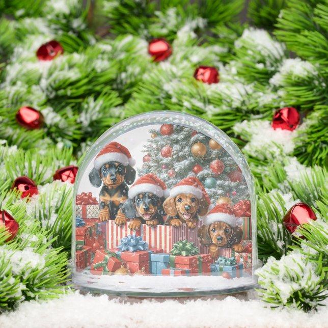 Mama Dachshund and puppies Christmas Snowglobe (Christmas)