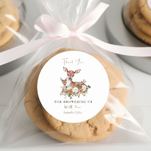 mama deer and baby deer baby shower Thank you tag