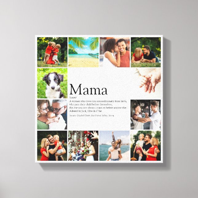 Mama Definition Quote Photo Collage Canvas Print (Front)