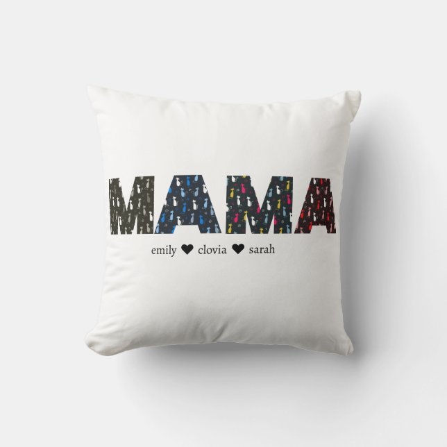Mama Dog cat paw custom names Cushion (Front)