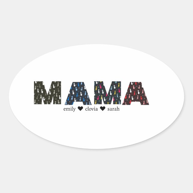 Mama Dog cat paw custom names Oval Sticker (Front)