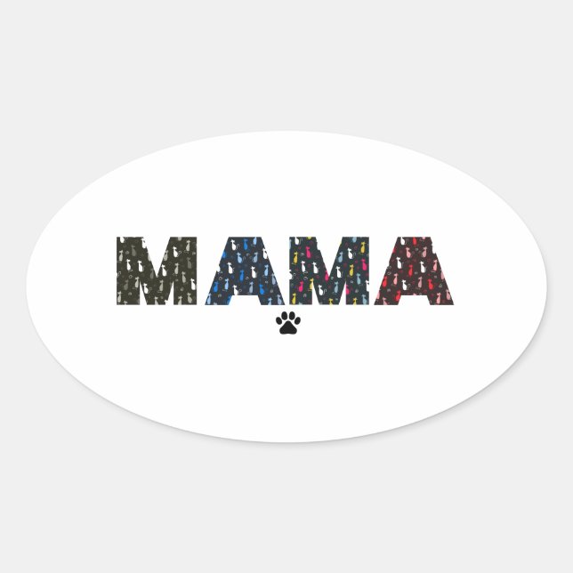 Mama Dog cat paw Oval Sticker (Front)