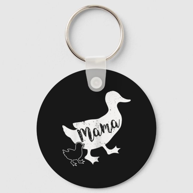 Mama Duck and 1 Baby Duckling Fun Mum   Key Ring (Front)