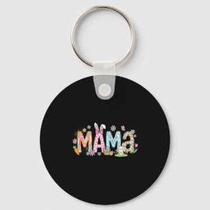 Mama easter bunny spring floral for mom or mother key ring