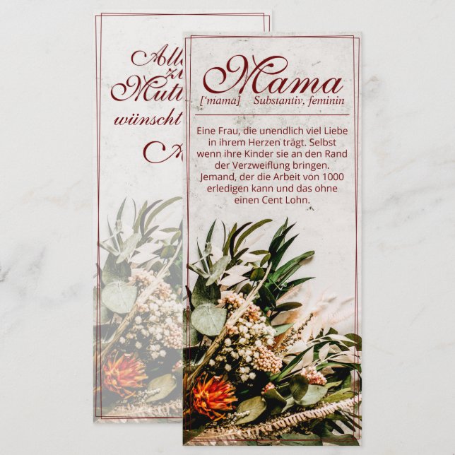 Mama - einfach unersetzlich - Bouquet (Front/Back)