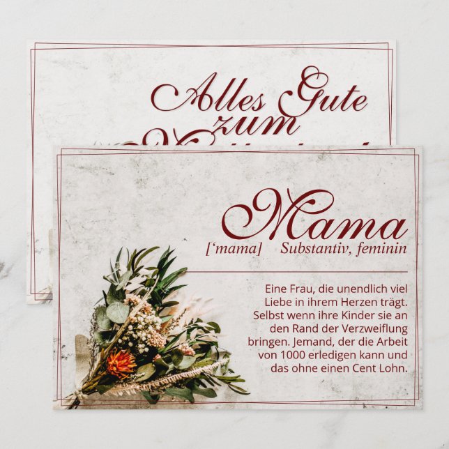 Mama - einfach unersetzlich - Bouquet (Front/Back)