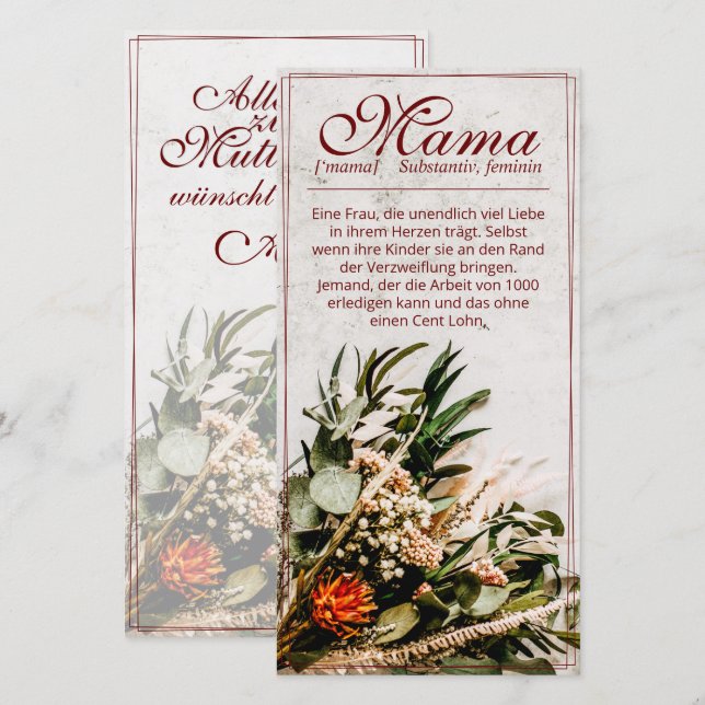 Mama - einfach unersetzlich - Bouquet (Front/Back)