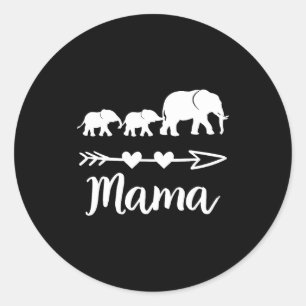 Mama elephant 2 babies kids mom of two cute mother classic round sticker