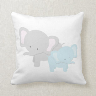 Mama Elephant & Baby Throw Pillow {Lt Pink Back}