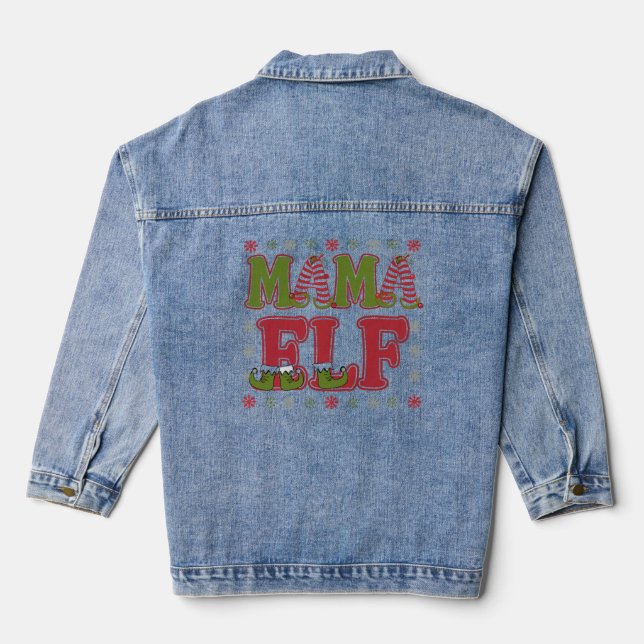 Mama Elf Christmas Denim Jacket (Back)