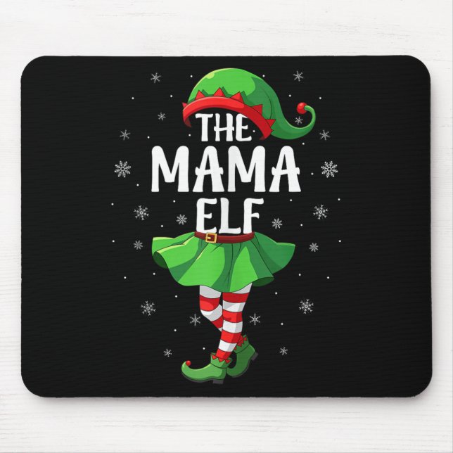 Mama Elf Christmas Girls Women Elf Squad Xmas Fami Mouse Mat (Front)