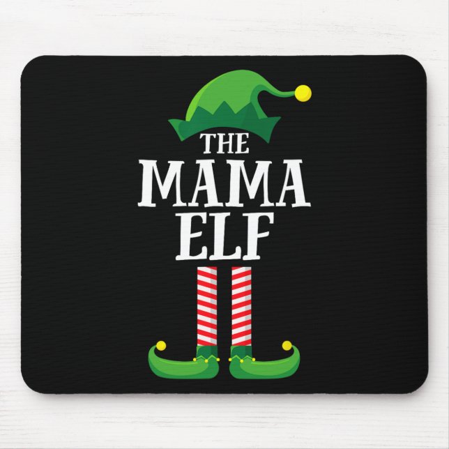 Mama Elf Matching Family Group Christmas Party Mum Mouse Mat (Front)