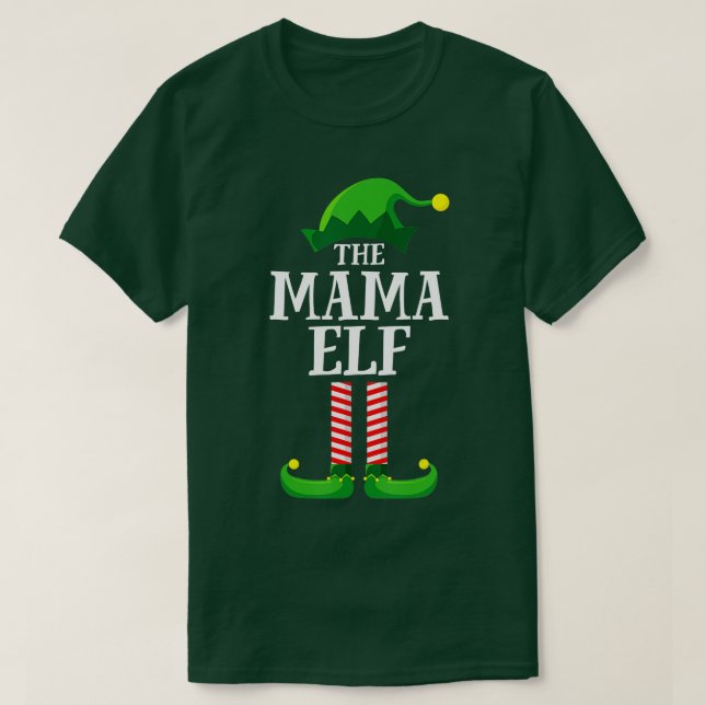 Mama Elf Matching Family Group Christmas Party Mum T-Shirt (Design Front)