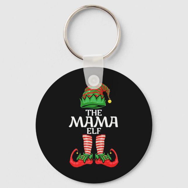 Mama Elf Mother Christmas Family Matching Group Pr Key Ring (Front)