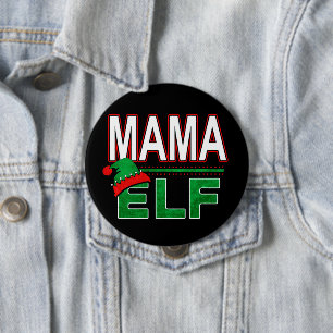 Mama Elf Team Elf Christmas Holiday Family 10 Cm Round Badge