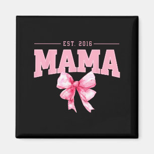 Mama est 2016 coquette pink bow retro mum mothers magnet