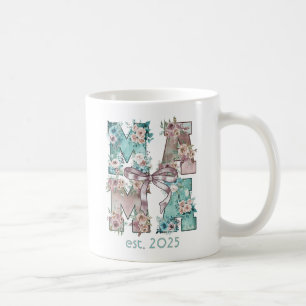 Mama Est. 2025 Floral Boho Typography Art Coffee Mug
