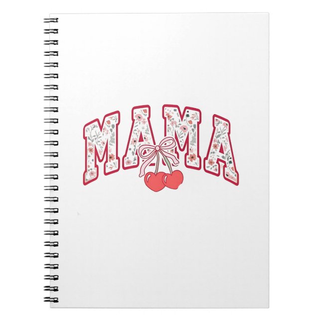 Mama est 2025 Mothers Day Coquette bow Notebook (Front)