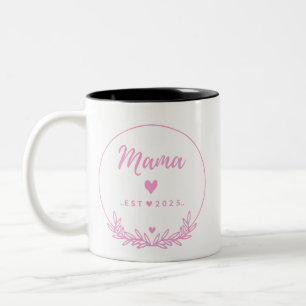 Mama Est.2025 shirt -Mother gift Pink Minimal -  Two-Tone Coffee Mug