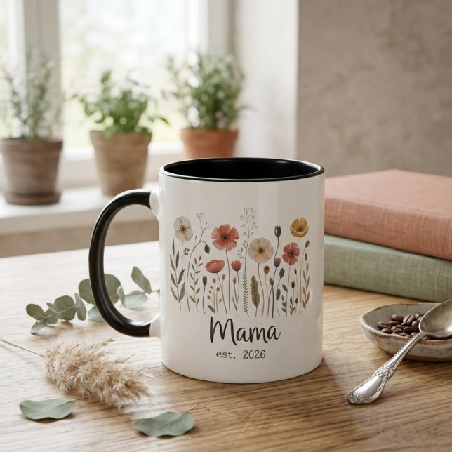 Mama Est Floral Year Botanical Wildflower Art Mug (Creator Uploaded)