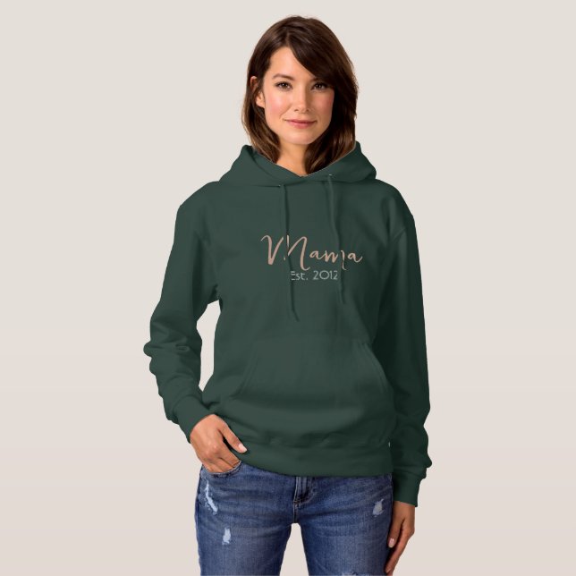 MAMA Est. [Year] Minimalist Mother's Keepsake Hoodie (Front Full)