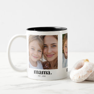 Mama Established Black 3 Photo Two-Tone Coffee Mug