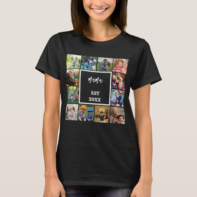 Mama Established In | Modern Mothers Day Photo T-Shirt (Front)