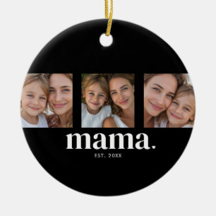 Mama Established Modern Black 3 Photo Ceramic Tree Decoration