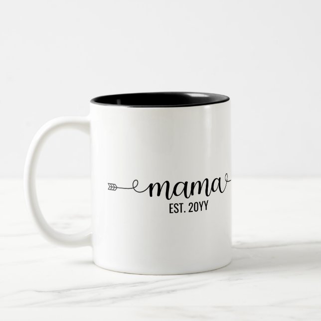Mama established, Mum to be personalised gifts Two-Tone Coffee Mug (Left)